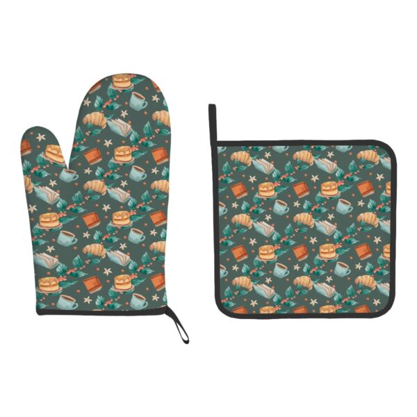 Bread And Cup Oven Mitts and Pot Holders Set