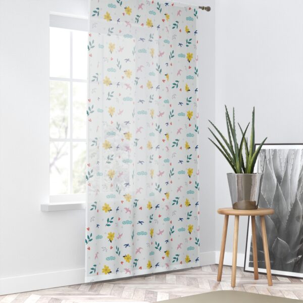 Cute Yellow Flower Curtains With Birds And Hearts