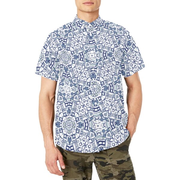 Mens Blue White Bohemian Shirt
