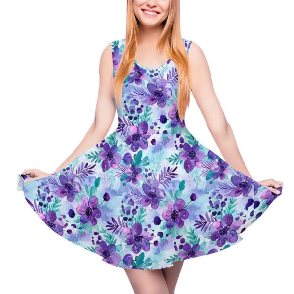 Blue Purple Flower Dress
