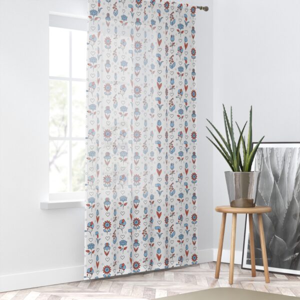 Classic Window Curtains With Heart And Flowers