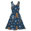 Dark Blue Flower Dress Sleeveless - Image 2