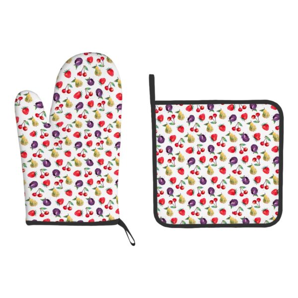 Cherry Eggplant Oven Mitts and Pot Holders Set