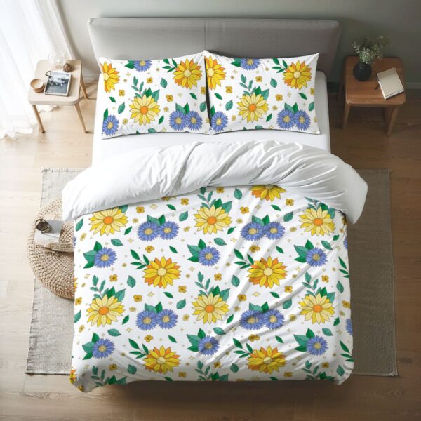 Yellow Floral Queen Duvet Cover Set