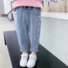 Girls' Casual Thin Love Stretch Jeans - Image 3