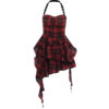Red Plaid Irregular Halter Dress Women - Image 3