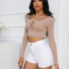High Waist Stretch Plus Size Sexy Ripped Shorts - Image 4