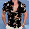 Summer New Leaf Print Shirt Men's Casual Shirt Short-Sleeved Shirt - Image 3