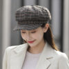 Navy Octagonal Cap Children's Woolen Houndstooth - Image 2