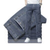 Men's Loose Elastic Jeans Straight Solid Color Casual Trousers - Image 6
