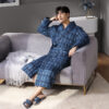 Pure Cotton Long Sleeved Autumn And Winter Thin Quilted Bathrobe Bathrobe - Image 7