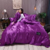 Pure Color Washed Silk Bed Sheet Ice Silk Four-piece Bed Sheet Duvet Cover - Image 2