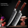 Red Resin Handle Damascus Laser Pattern Set Kitchen Knife - Image 9