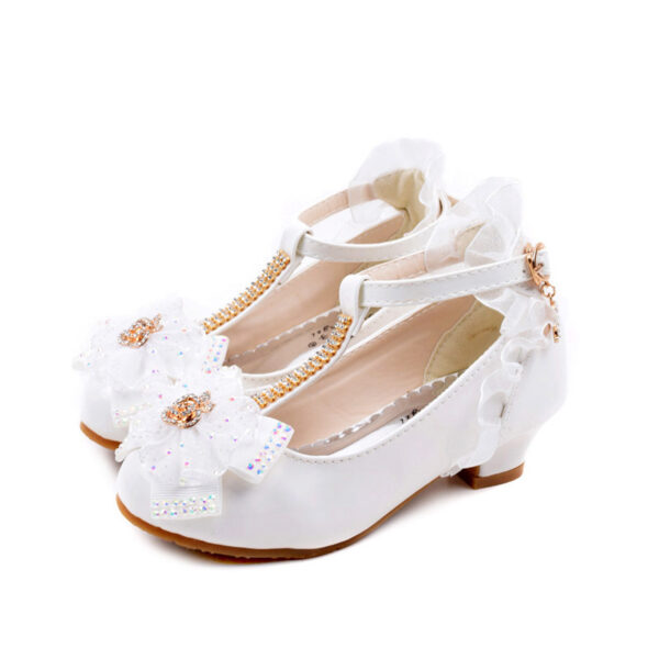 Children's leather shoes girls' high heels