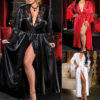 European and American hot style clothing ice silk long skirt bathrobe nightdress women - Image 4
