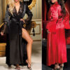 European and American hot style clothing ice silk long skirt bathrobe nightdress women - Image 5