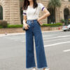 Women's Jeans High-Waisted Straight-Leg Jeans Spring Women's Cropped Trousers - Image 6