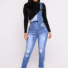 Women's Suspenders Ripped Jeans Trousers - Image 5