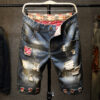 Summer Jeans Pants Men'S Personality Patch Retro Trendy Men'S Five-Point Pants Men'S Ripped Shorts - Image 3