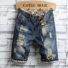 Summer Jeans Pants Men'S Personality Patch Retro Trendy Men'S Five-Point Pants Men'S Ripped Shorts - Image 4