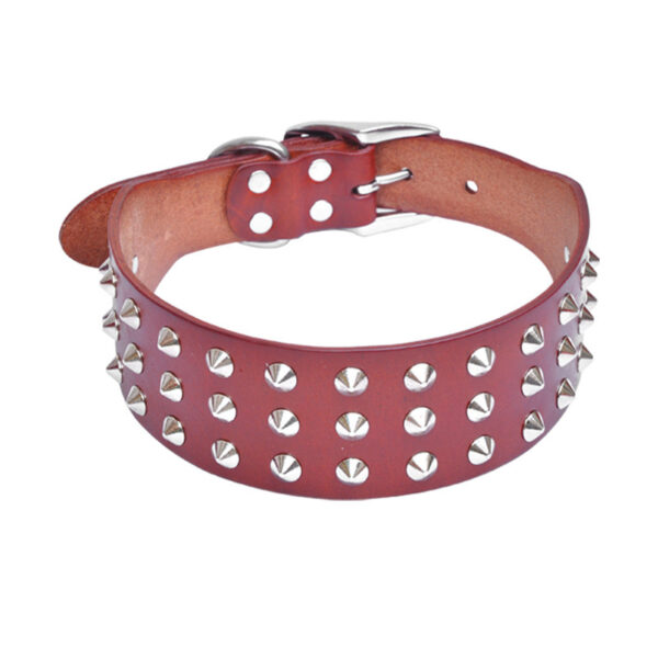 Cowhide Single Leather Point Diamond Collar Head Layer Alloy Buckle Pet Anti-Bite Neckband