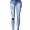 Summer Style Low Waist Sky Blue Patchwork Skinny Tights Women Pencil Jeans High Stretch Sexy Push Up Denim Women Fashion Jeans - Image 3