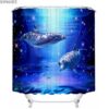 Three-Piece Bathroom Shower Curtain Waterproof And Mildew Proof Polyester Bathroom Curtain 3D Dolphin - Image 2