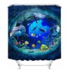 Three-Piece Bathroom Shower Curtain Waterproof And Mildew Proof Polyester Bathroom Curtain 3D Dolphin - Image 3