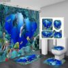 Three-Piece Bathroom Shower Curtain Waterproof And Mildew Proof Polyester Bathroom Curtain 3D Dolphin - Image 5