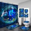 Three-Piece Bathroom Shower Curtain Waterproof And Mildew Proof Polyester Bathroom Curtain 3D Dolphin - Image 4