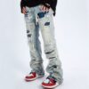 Kaalixto Ripped Jeans Men's Washed Pants - Image 4