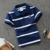 CUHK Children's T-shirt Cotton Striped Lapel Polo Shirt - Image 7