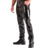 Black Casual European And American Large Size Men's Outer Wear Mid-waist Solid Color PU Motorcycle Leather Pants - Image 2