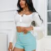 High Waist Stretch Plus Size Sexy Ripped Shorts - Image 10