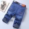 Jeans Shorts Men Elastic Straight Denim Mid Waist Loose Shorts - Image 5