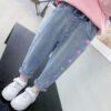 Girls' Casual Thin Love Stretch Jeans - Image 4