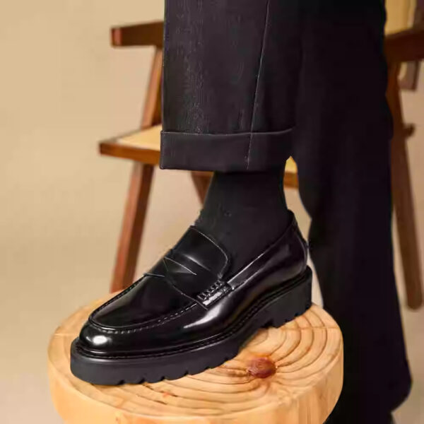 Genuine Leather Handmade Slip-on Thick Bottom Increased By Business Casual Leather Shoes