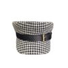 Houndstooth Belt Buckle Navy Flat Military Hat Women's Fashion - Image 5