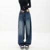 Blue Retro Straight Loose Jeans - Image 2