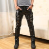 Men's Personal Leisure Punk Pu Stitching Leather Pants - Image 6
