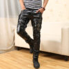 Men's Personal Leisure Punk Pu Stitching Leather Pants - Image 4