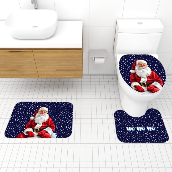 Blue Santa Bathroom Rugs Set 3 pcs