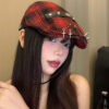 Dark Street Fashion Advance Hats Women's Neutral Plaid - Image 4