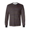 Purple Yellow Black Striped Long Sleeve T-shirt For Men - Image 3