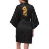 Black Short Kimono Robe With Golden Dragon For Women - Image 3