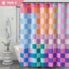 Colorful Plaid Home Bathroom Dry Wet Separation Partition Shower Curtain Waterproof Shower Curtain - Image 3