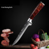 Red Resin Handle Damascus Laser Pattern Set Kitchen Knife - Image 2