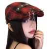 Dark Street Fashion Advance Hats Women's Neutral Plaid - Image 5