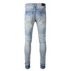 High Street Fashion Brand Light Blue Hole & Patch Stretch Slim Fit Skinny Jeans For Men - Image 4