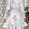 European And American New Floral Print Long Sleeve Dress - Image 4